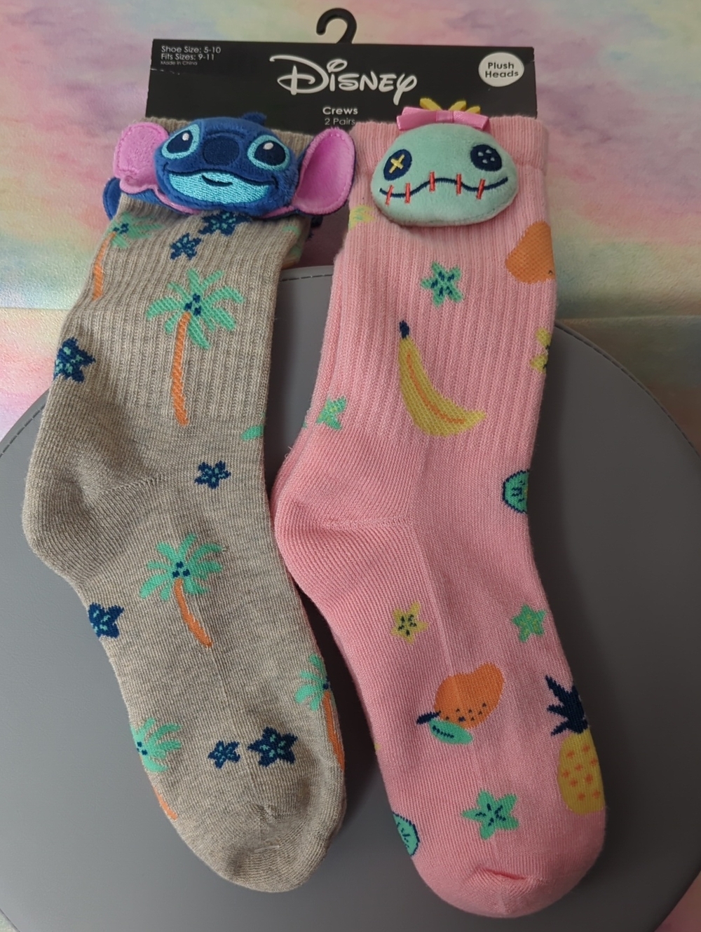 Disney Crew Socks - Stitch and Scrump 2pk